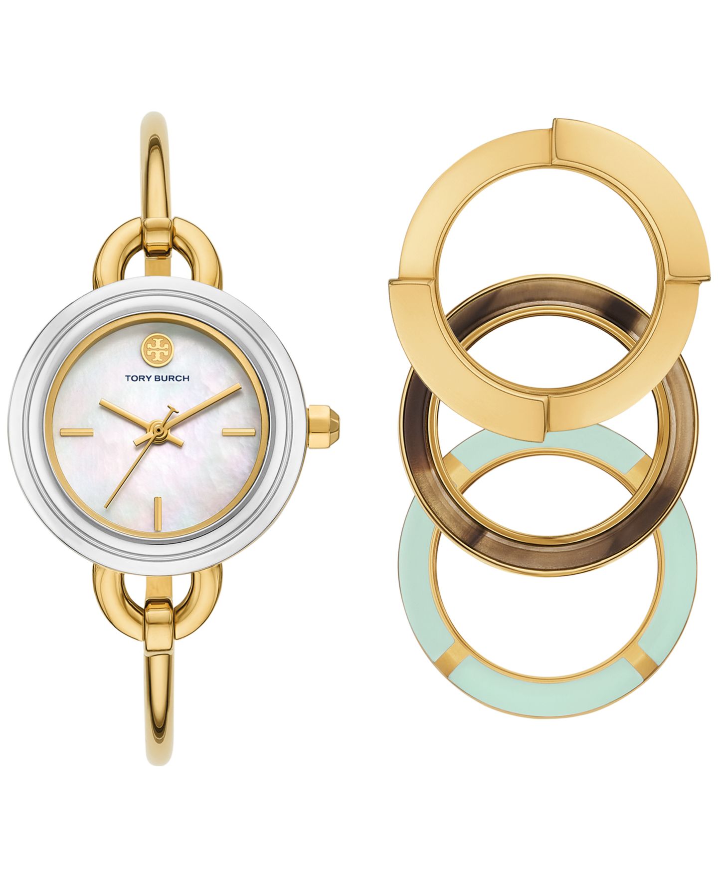 Женские часы Tory Burch The Miller Gold-Tone Stainless Steel Bangle Bracelet Watch 27mm Set — фото 1