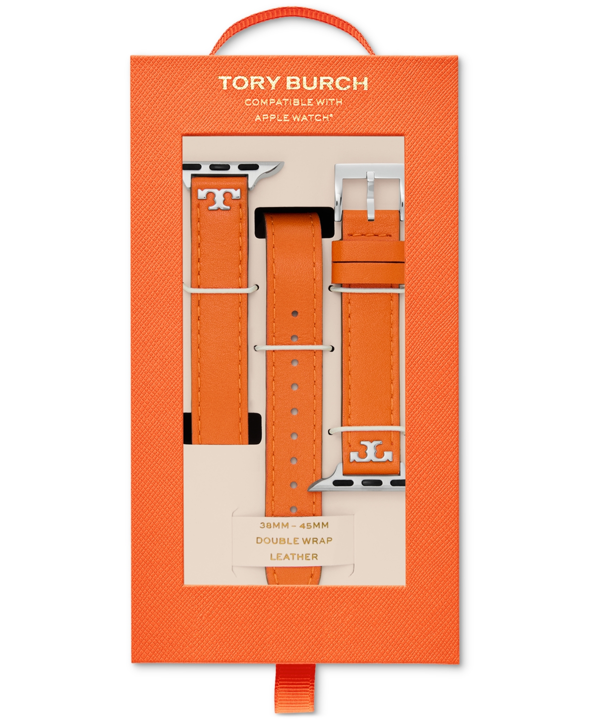 Tory Burch Orange Leather Wrap Strap For Apple Watch 38-45mm In No Color