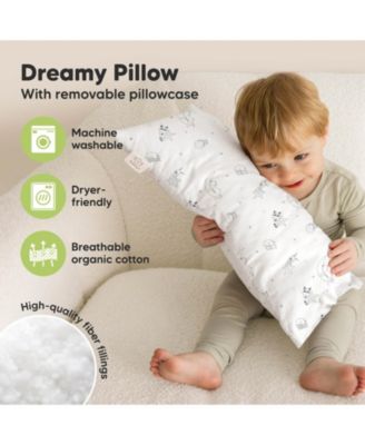 Buddy Toddler Pillow with Pillowcase, 10X18 Soft Cotton Toddler Pillows for Sleeping, Kids Pillow