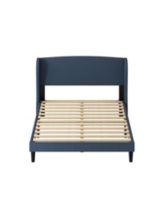 Hulala Home Gerald Modern Upholstered Wingback Platform Bed - Navy