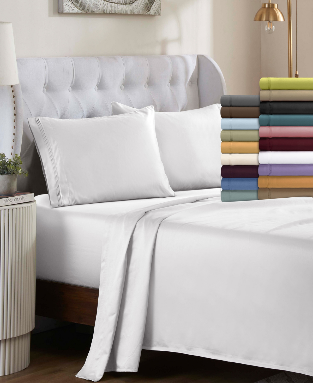 Superior Egyptian Cotton 650 Thread Count Solid Deep Pocket Sheet Set,