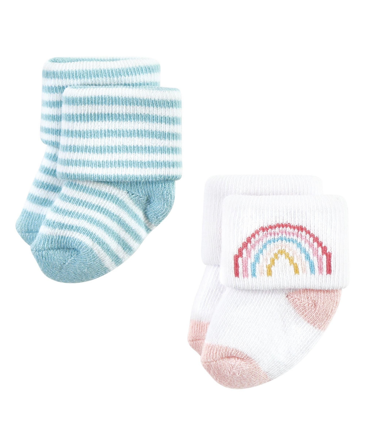 Hudson Baby Baby Girls Cotton Rich Newborn and Terry Socks,- Modern rainbow