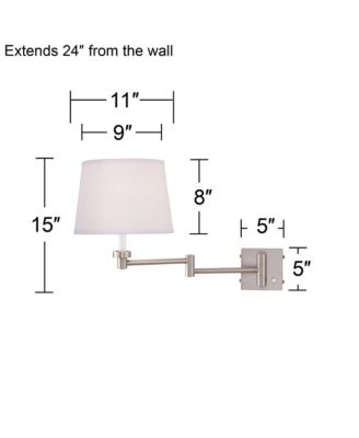 Vero Modern Swing Arm Wall Lamp Brushed Nickel Plug-in Light Fixture with USB Charging Port White Drum Shade for Bedroom Bedside Reading