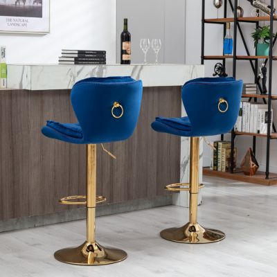 Adjustable Swivel Bar Stools with Chrome Base (Set of 2)