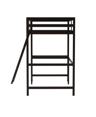 Twin Size, Wood, Guardrails + Desk + Ladder + Fits 6–8" Mattress,Ridley Loft Bed Frame Headboard