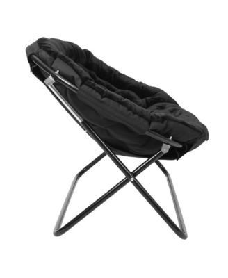 Janey Folding Double Saucer Chair With 2 Ottomans And Steel Frame For Dorm Or Bedroom