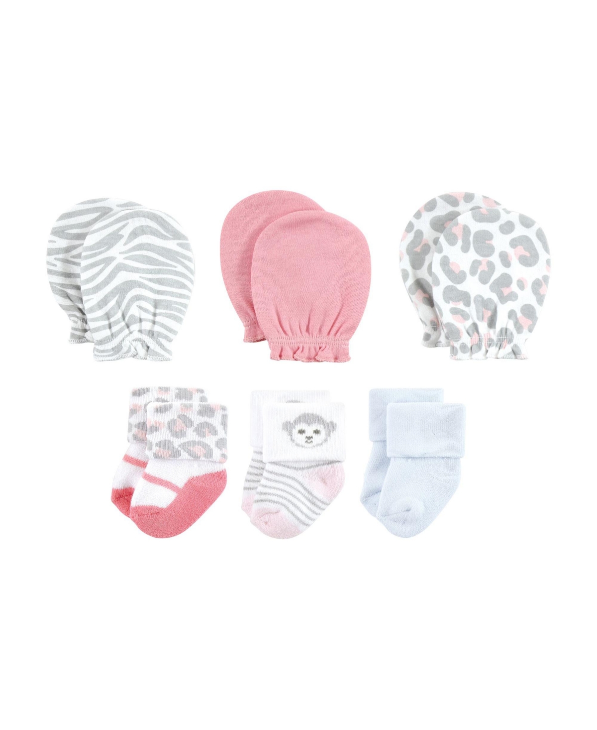 Hudson Baby Baby Girls Caps or Headbands, Bibs, Mittens and Socks 12pc Set, Months - Safari