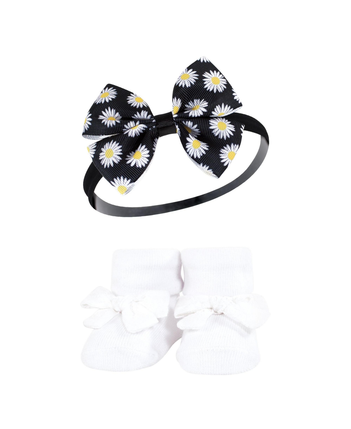 Hudson Baby Baby Girls Headband and Socks Giftset, One - Black daisy