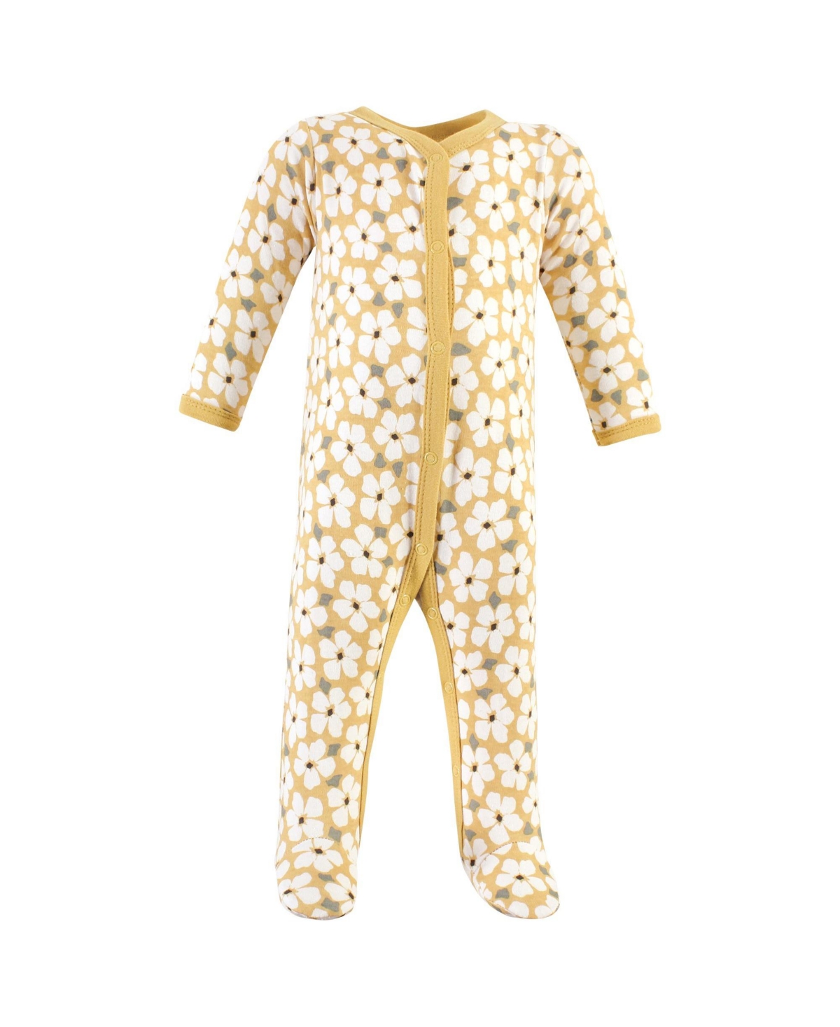 Hudson Baby Baby Girls Cotton Sleep and Play, Bodysuit and Bandana Bib Set,- Sage floral wreath