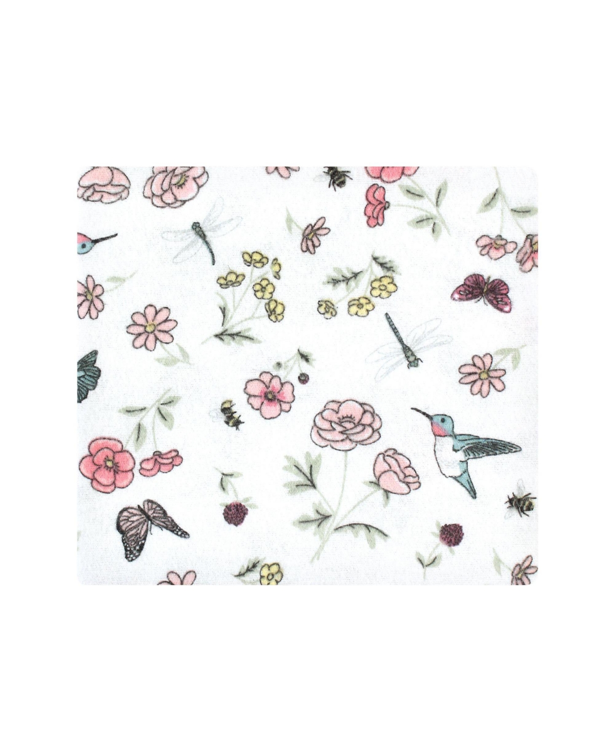 Hudson Baby Infant Girl Cotton Rich Flannel Receiving Blankets Bundle, One Size - Hummingbird garden