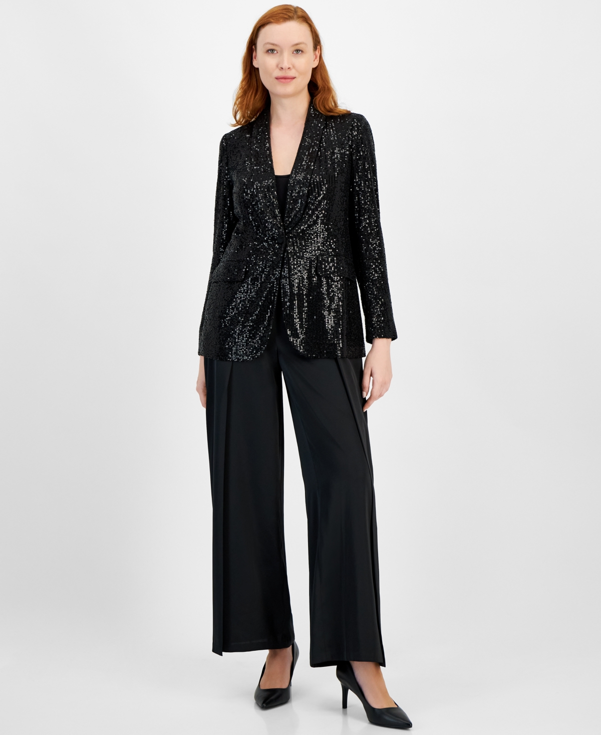 Anne klein single button blazer top