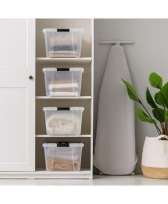 USA 45 Quart Plastic Storage Container Bin with Latching Lid, Clear, 4 Pack