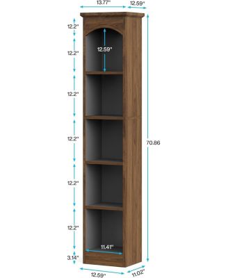 70.9-Inch Tall 5-Tier Modern Slim Corner Bookcase