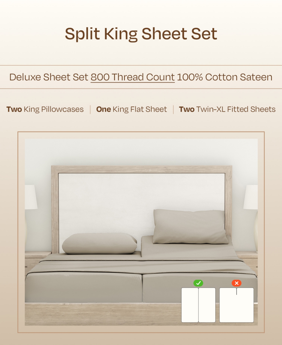 California Design Den Luxury Bed Sheets Set - 800 Thread Count 100% Cotton Sheets, Deep Pocket, Soft