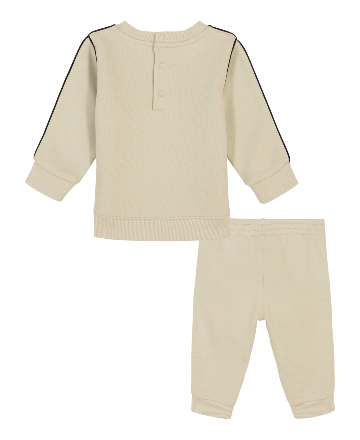 Calvin Klein Baby Boy Side-Striped Fleece Sweatsuit, 2 piece set -Deep Black