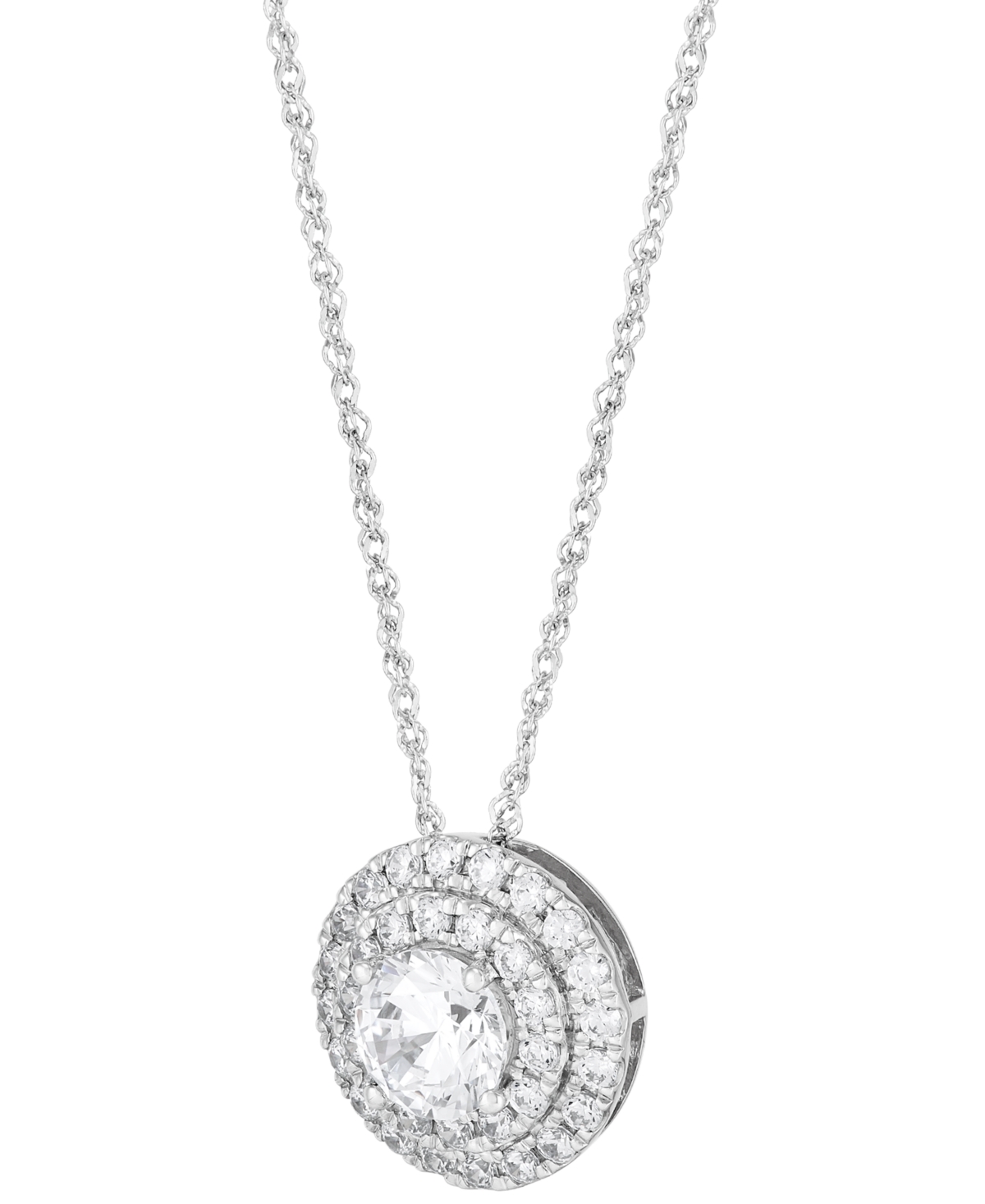 Grown With Love Lab Grown Diamond Double Halo Pendant Necklace (1-1/2 Ct. T.w.) In 14k White Or Yellow Gold, 16" + 2 In White Gold