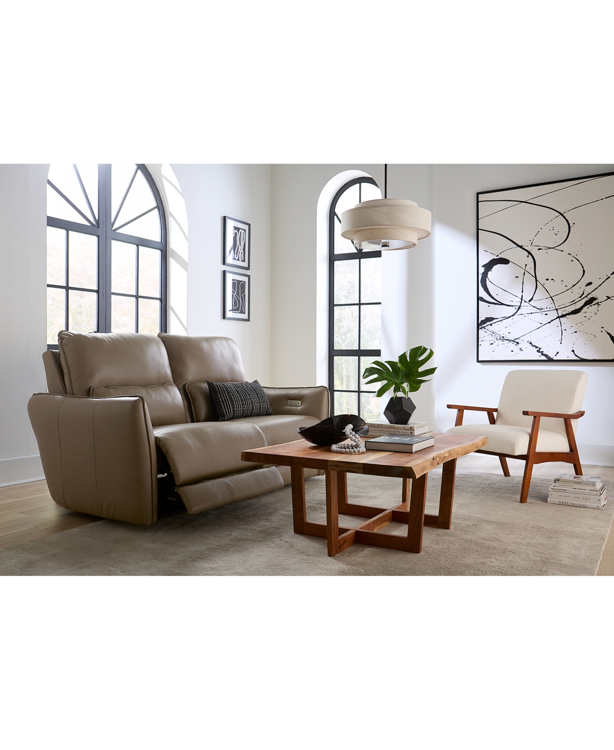 Macy's Jekyns Leather Power Sofa, Created For  In Dune