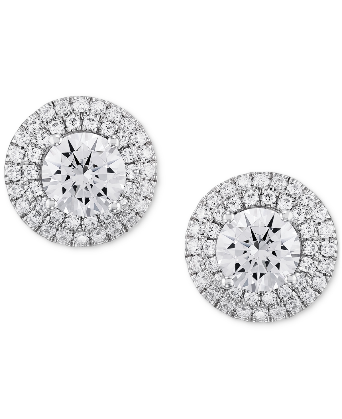 Grown With Love Lab Grown Diamond Double Halo Earrings (2 Ct. T.w.) In 14k White Or Yellow Gold In White Gold
