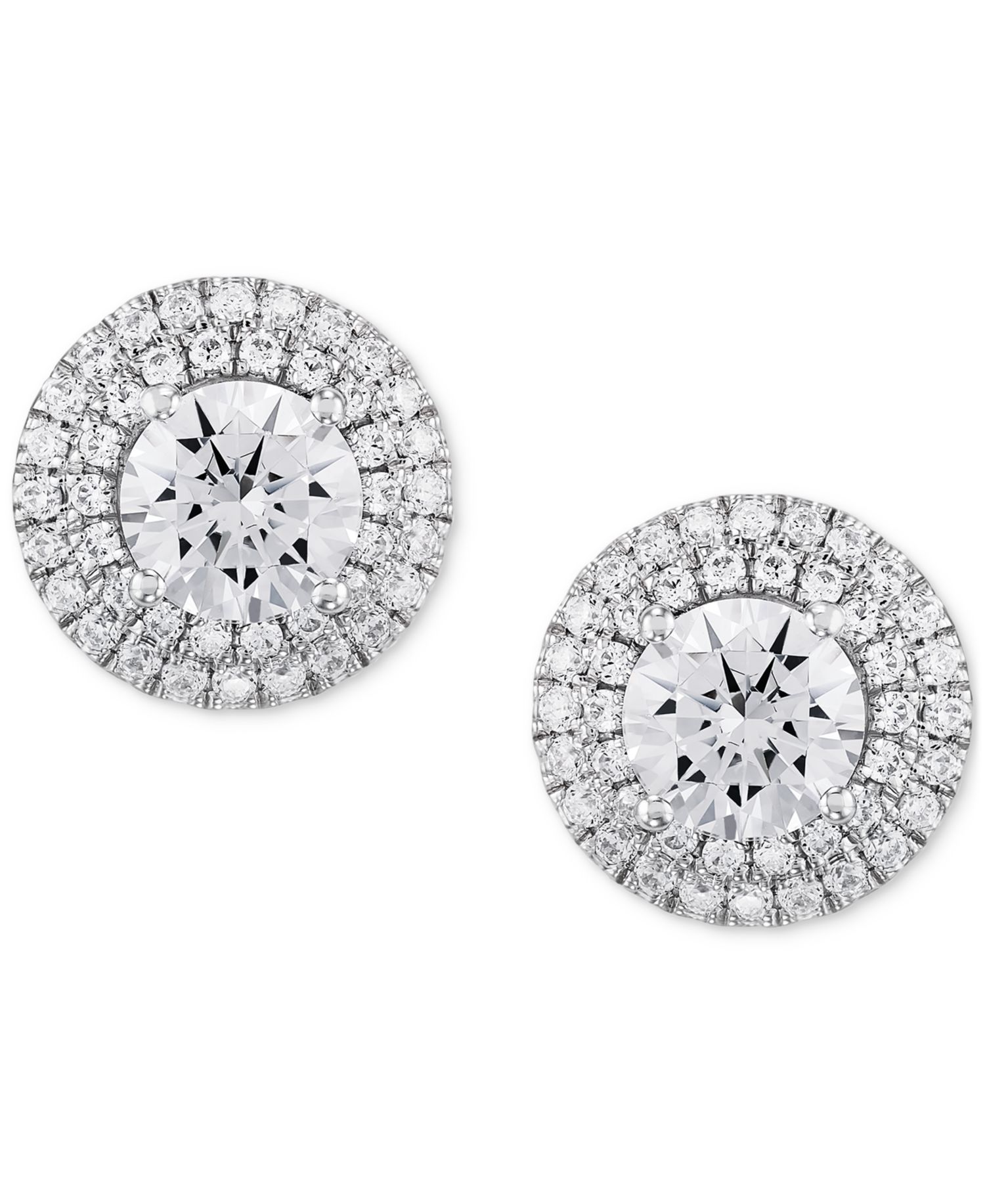 Lab Grown Diamond Double Halo Earrings (2 ct. t.w.) in 14k White or Yellow Gold