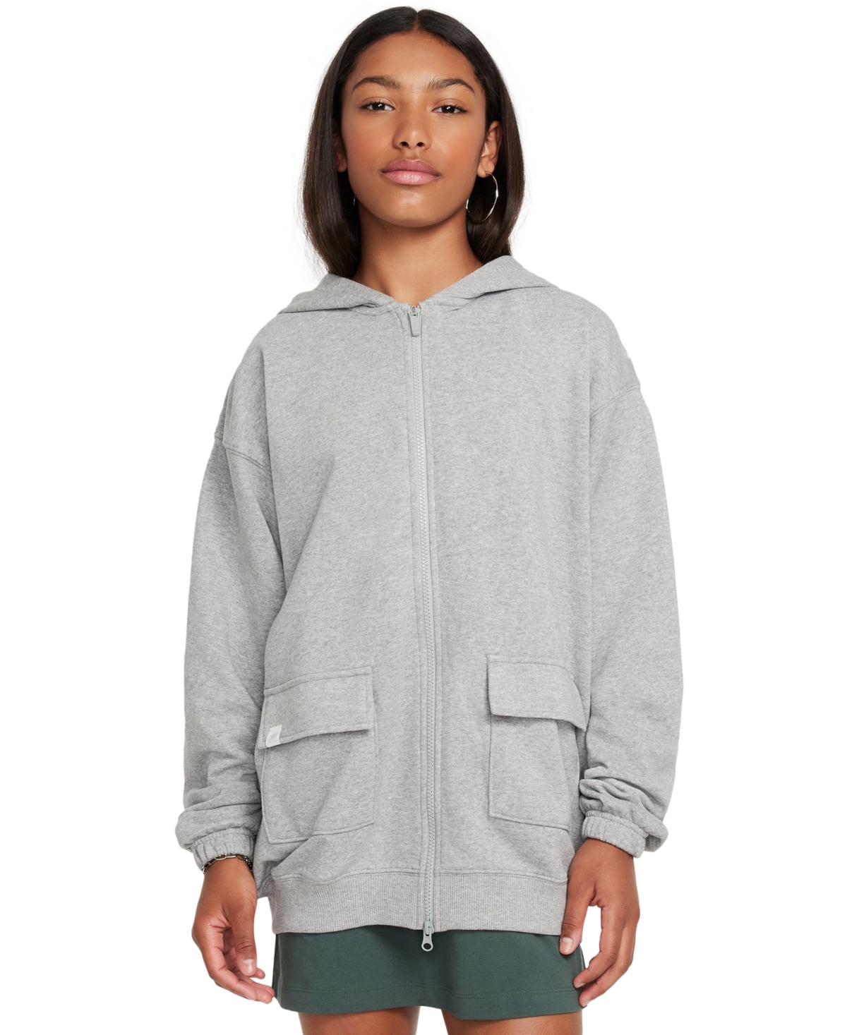 Nike Big Girls Sportswear Dri-fit Oversized Fleece Hoodie In Dk Grey Heather