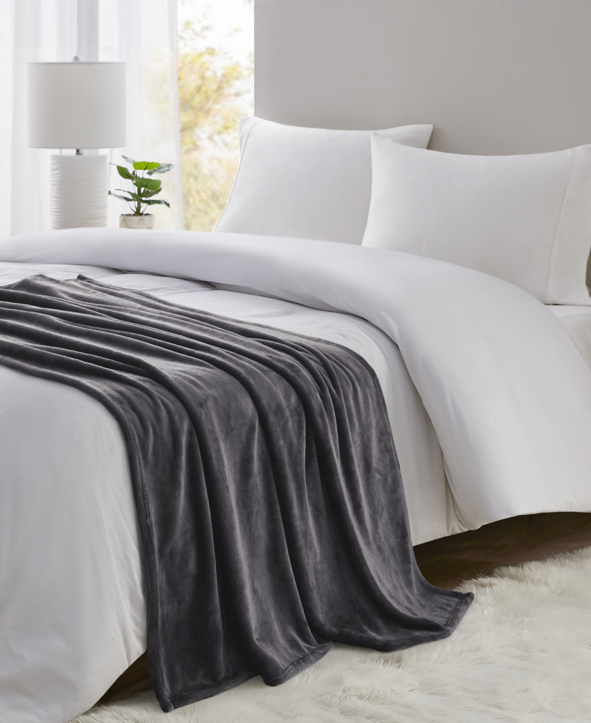 Premier Comfort Closeout!  Cozy Plush Printed Throw, 50" X 70", Exclusively At Macy's In Gray