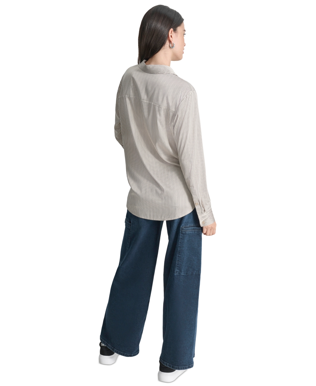 Dkny Jeans Women's Collared Long-Sleeve Blouse -Blk