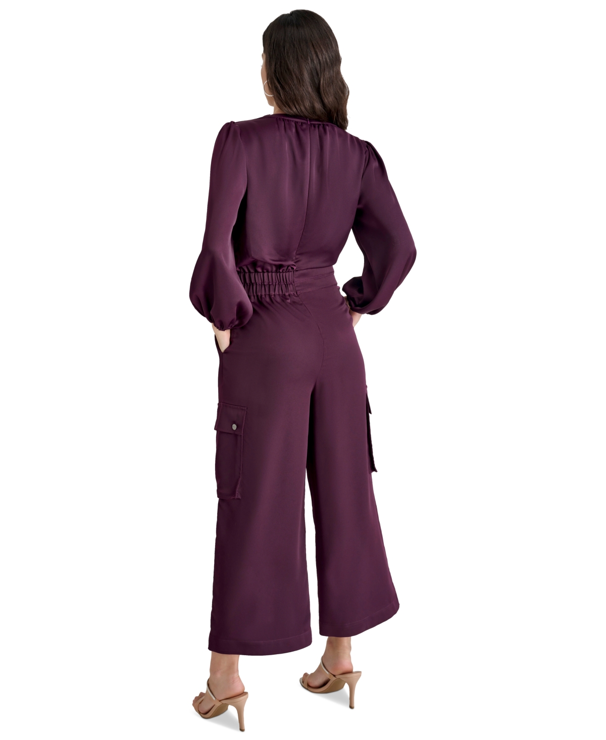 Dkny Women's Surplice-Neck Long-Sleeve Utility Jumpsuit