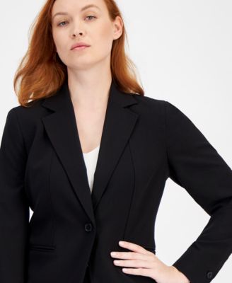 Petite Notched Collar One-Button Blazer