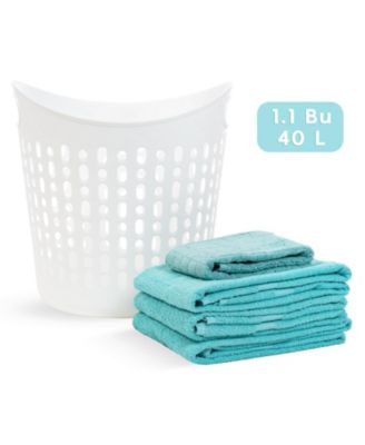 USA Laundry Basket 40L Durable and Flexible, Portable Round Bin, 1.15 Bushel Hamper for Storage with Ventilation Holes for Closet Dorm, White