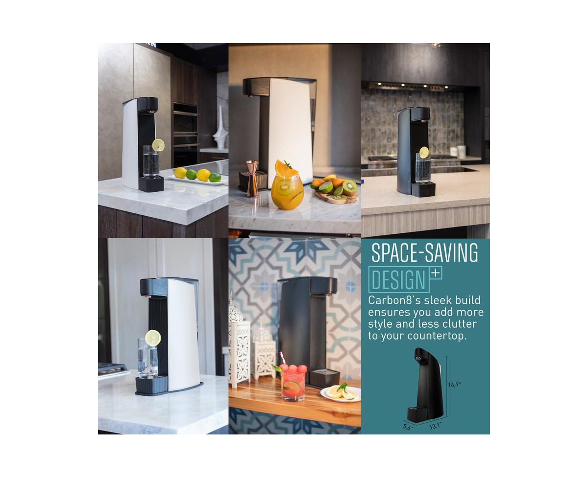 Carbon8 One-Touch Sparkling Water Maker, Water Purifier and Mineralizer - - Silver