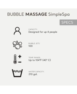 SimpleSpa Bubble Massage 4 Person Inflatable Hot Tub with Insulated Cover