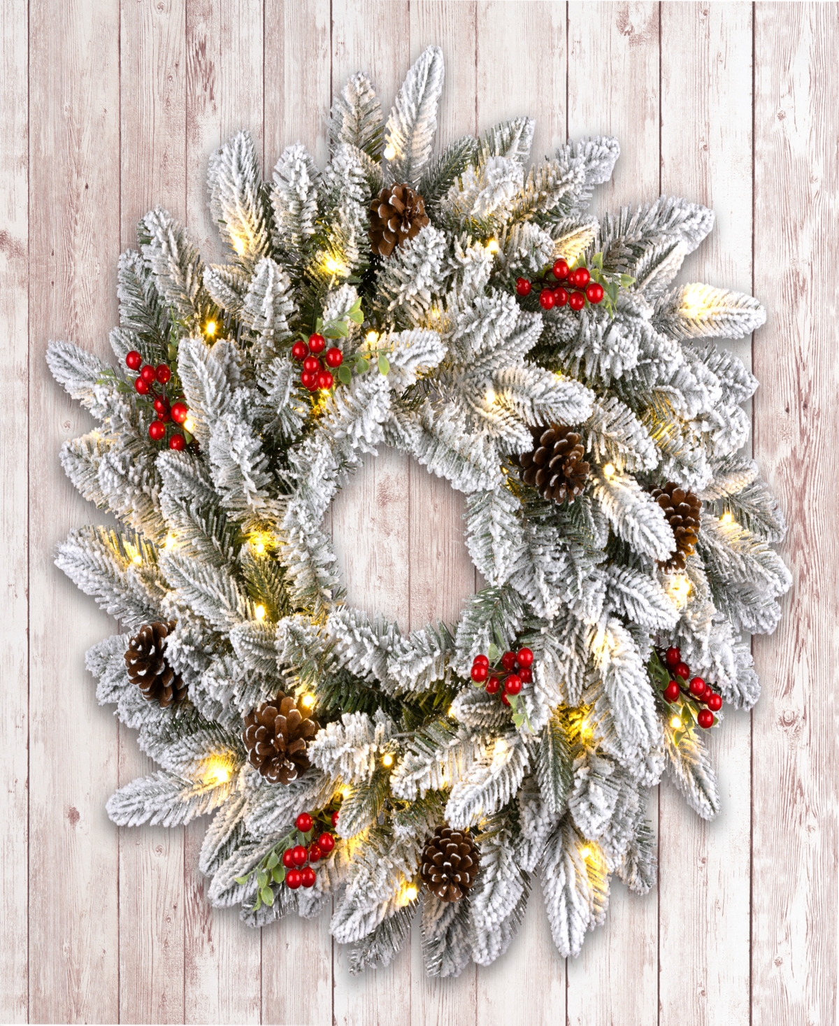 National Tree Company Snowberry Pine Wreath, Inches