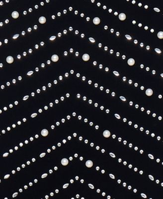 B Darlin Juniors' Faux Pearl Beaded Velvet Sweetheart-Neck Gown