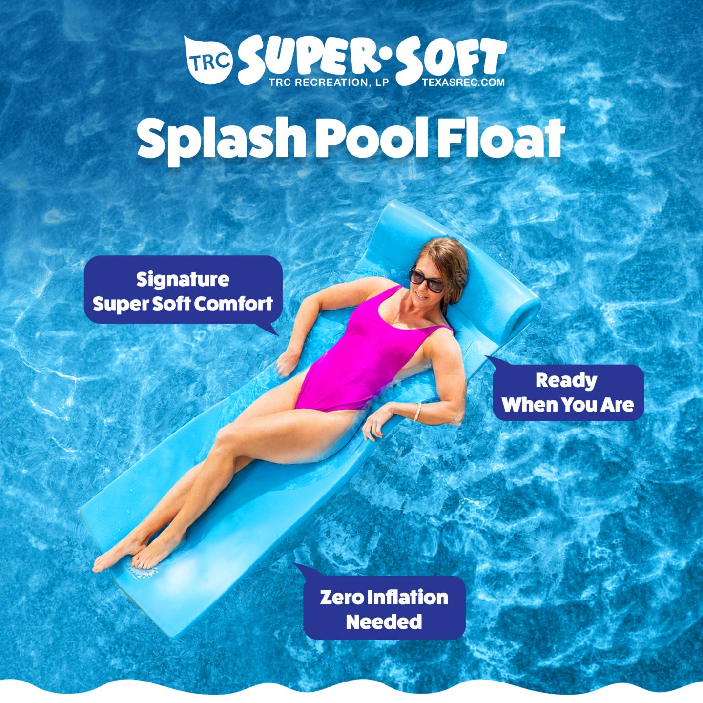 Детская игрушка TRC Recreation Splash 1.25" Thick Foam Swimming Pool Float Mat, Marina Blue — фото 2