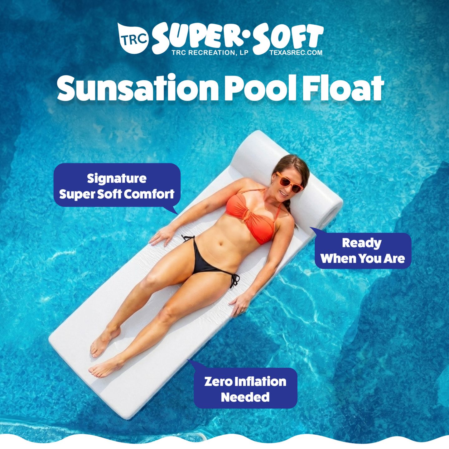 Детская игрушка TRC Recreation Sunsation 1.75" Thick Foam Lounger Swimming Pool Float, White — фото 11