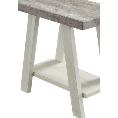 Two-Tone Wood Shelf Side Table in Weathered