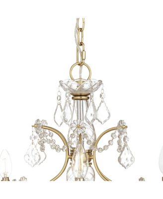 Magrite Gold Hanging Chandelier Lighting 26 1/2" Wide French Clear Crystal Curved Arm 6-Light Fixture Dining Room House Foyer Entryway Kitchen Bedroom Living Room High Ceilings