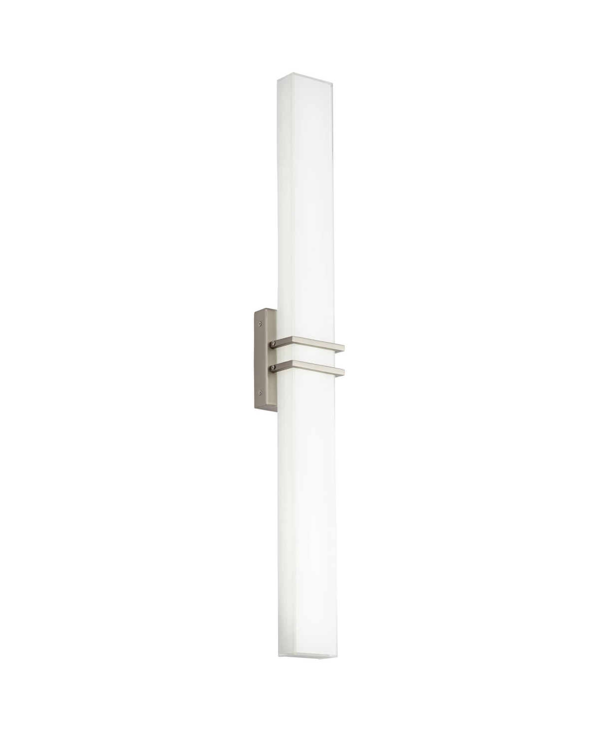 Possini Euro Design Exeter Modern Wall Mount Light Led Brushed NickelMetal Wide Vanity Bar Fixture Rectangular Silk Screened Glass Shade D