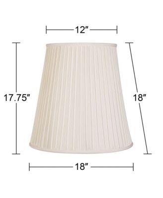 Set of 2 Pleated Drum Lamp Shades Cream Large 12" Top x 18" Bottom x 18" High Spider with Replacement Harp and Finial