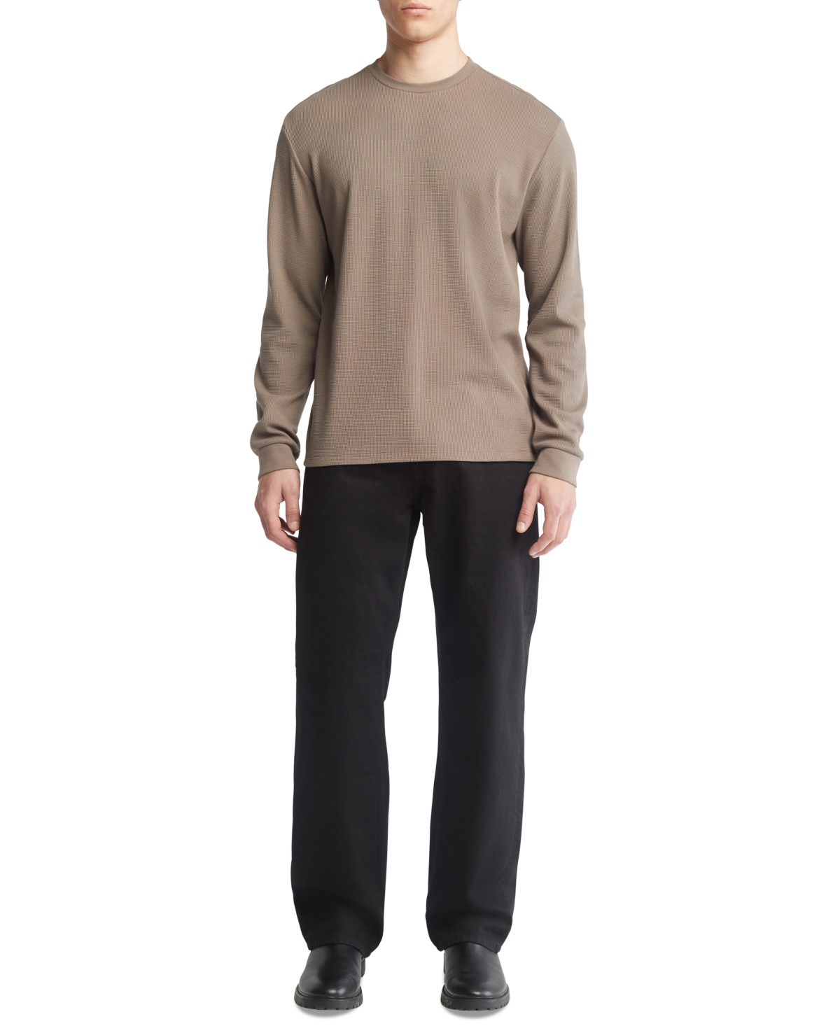 Calvin Klein Men's Classic-Fit Waffle-Knit Long-Sleeve T-Shirt