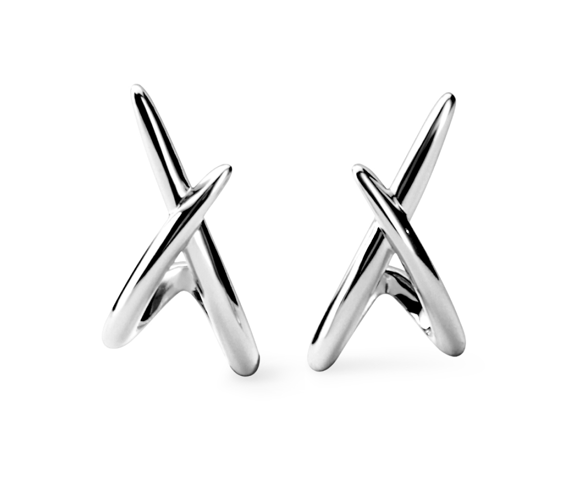 - Gold Stud Earrings - Sloane - Silver, rhodium
