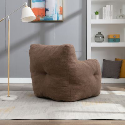 Soft Tufted Foam Bean Bag Chair With Teddy Fabric