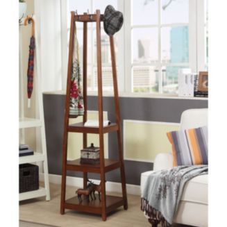Streamdale Furniture Coat Rack w/ 3-Tier Storage Shelves in Espresso ...
