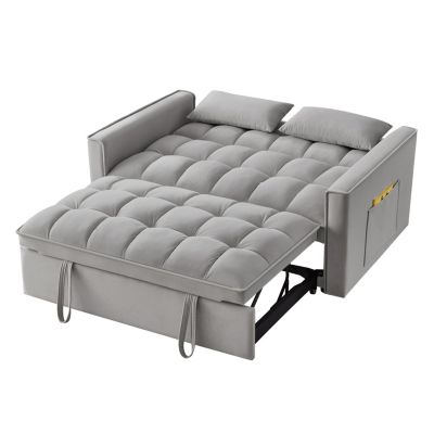 4-in-1 Space-Saving Velvet Loveseat Sofa Bed with Storage