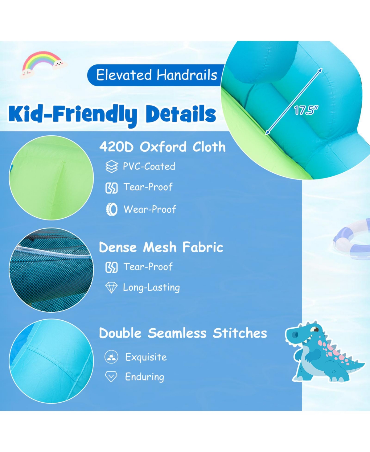 Slickblue Inflatable Water Slide with Dual Slides and Large Splash Pool and Carry Bag (with 584W Blower)