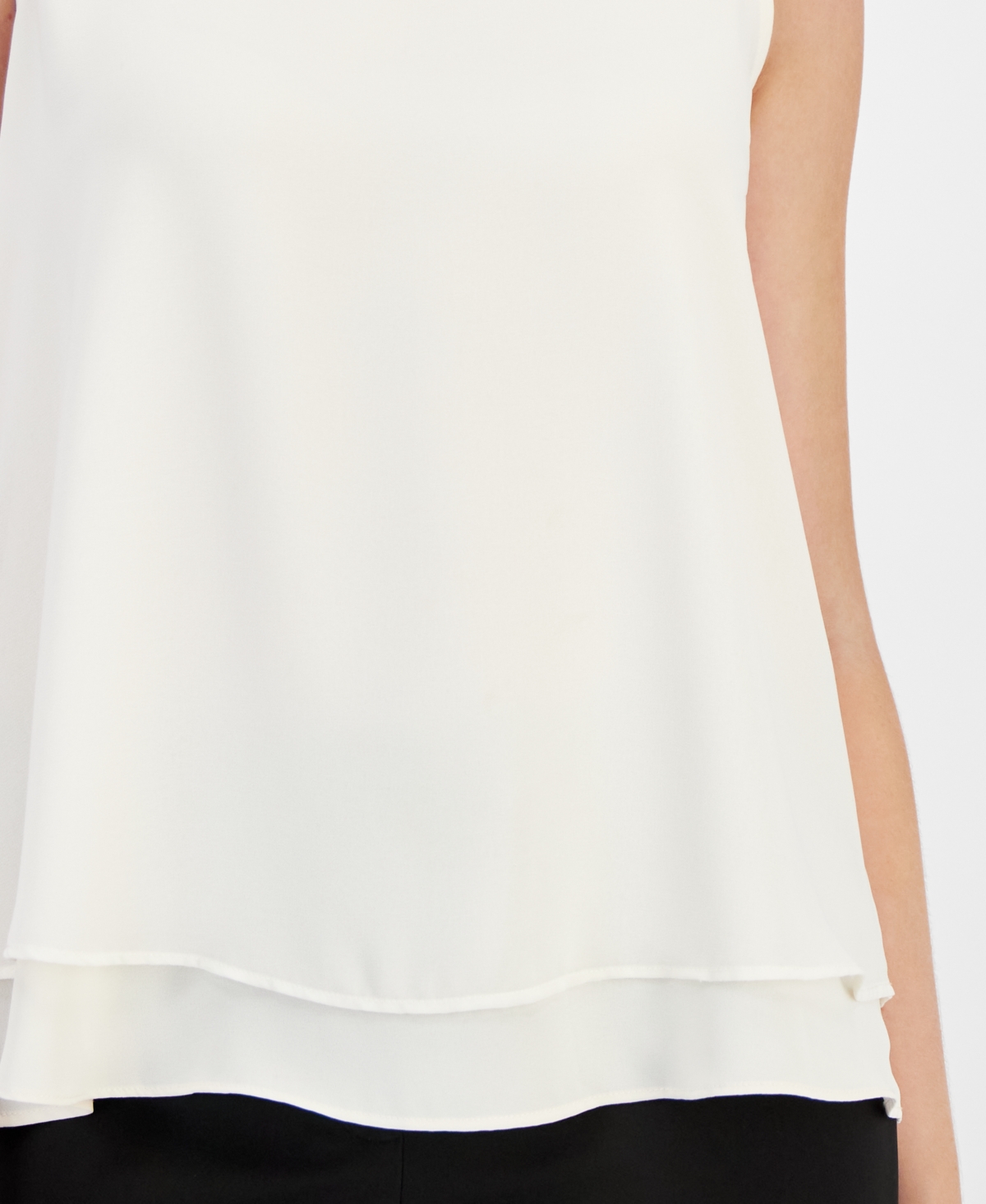 Anne Klein Women's Scoop-Neck Sleeveless Double-Layered Top