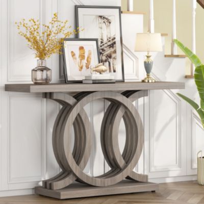 55-Inch Wooden Console Table with Unique Base – Farmhouse Entryway Table