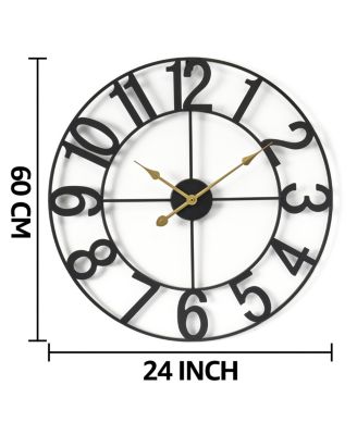 Large Wall Clock for Living Room Decor - Numeral Wall Clock for Kitchen - 24 inch Wall Clock Decorative (Gold)