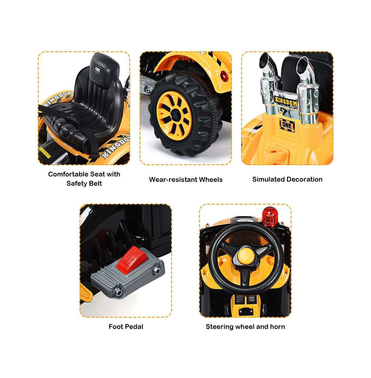 Детская игрушка Costway Powered Excavator Truck With Working Bucket Ride-On, 66 lbs Capacity, Ages 3+, цвет: Жёлтый — фото 10