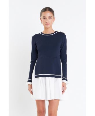 Women's Mix Media Button Pointed Dress